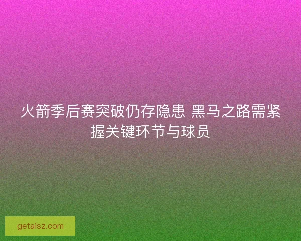 火箭季后赛突破仍存隐患 黑马之路需紧握关键环节与球员