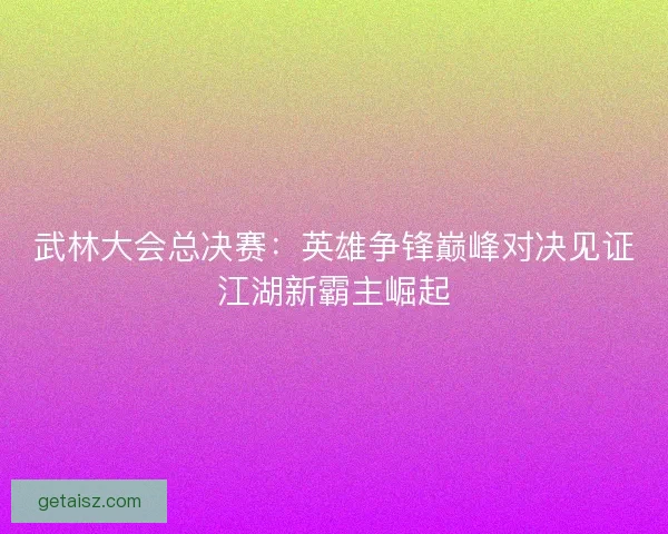 武林大会总决赛：英雄争锋巅峰对决见证江湖新霸主崛起