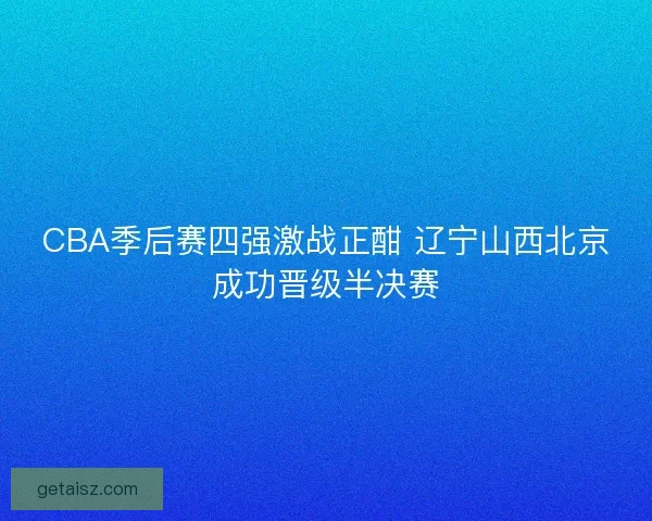 CBA季后赛四强激战正酣 辽宁山西北京成功晋级半决赛