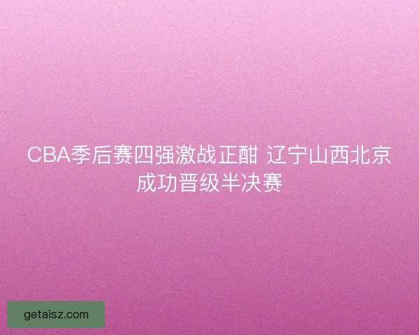 CBA季后赛四强激战正酣 辽宁山西北京成功晋级半决赛