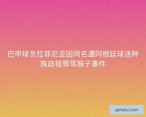 巴甲球员拉菲尼亚因同名遭阿根廷球迷种族歧视辱骂猴子事件